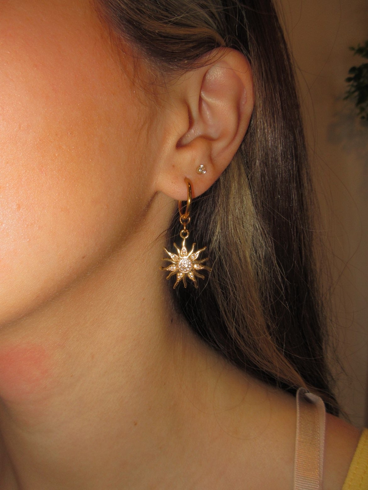 Sun hoop earrings