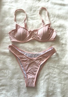Pink Gingham Bikini Bottoms
